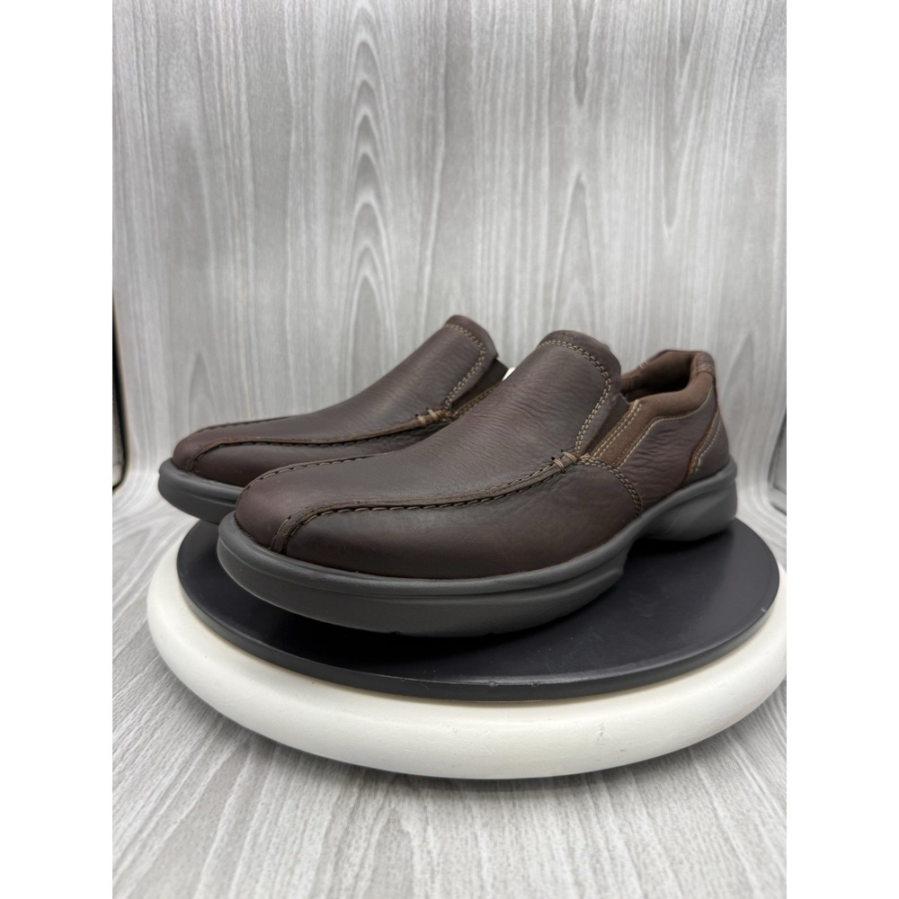 Clarks Bradley Step Mens Size 11M Dark Brown Leather Slip On Loafer Shoes NEW